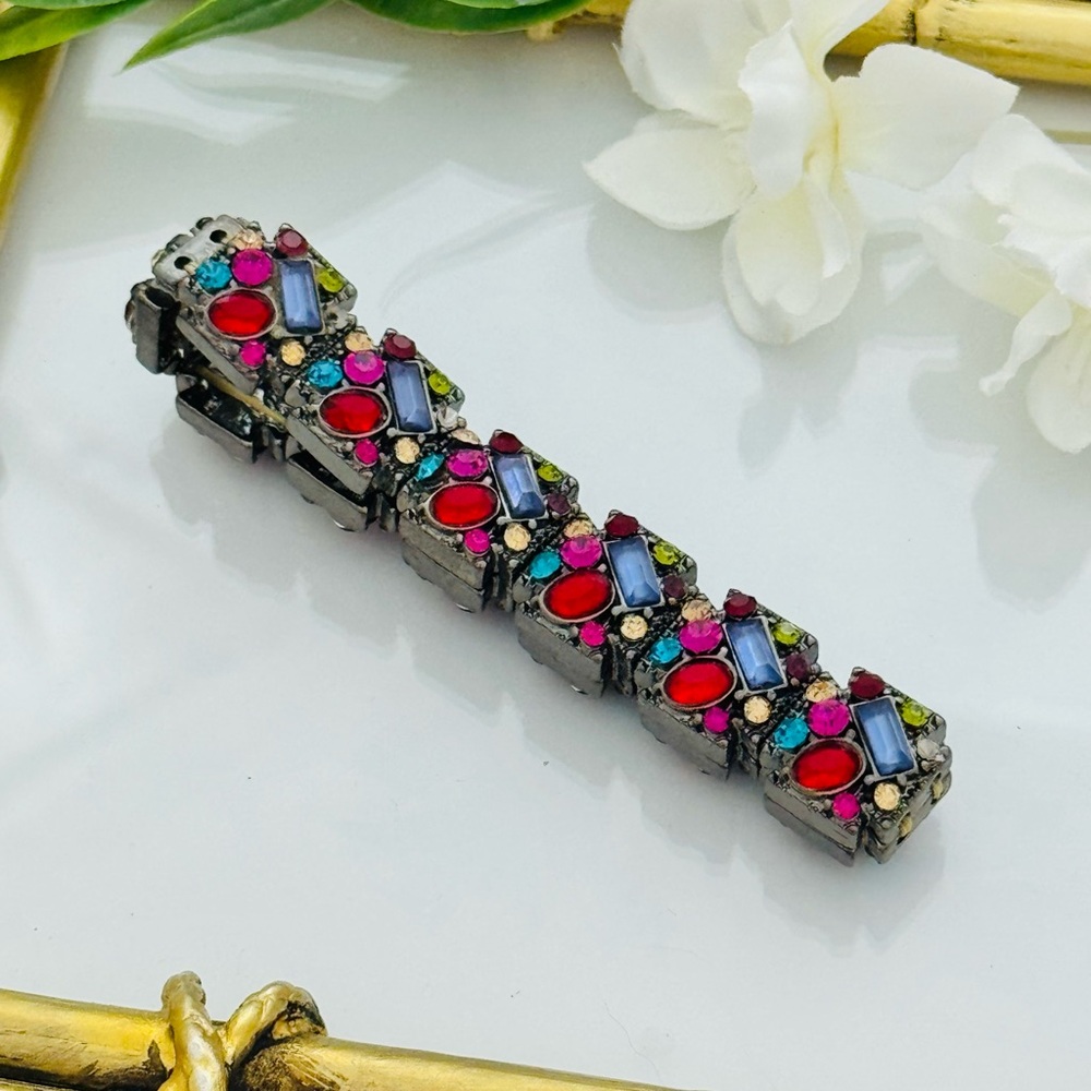 Colorful Multigem Stretch Bangle Bracelet Sparkly Deco Jewelry